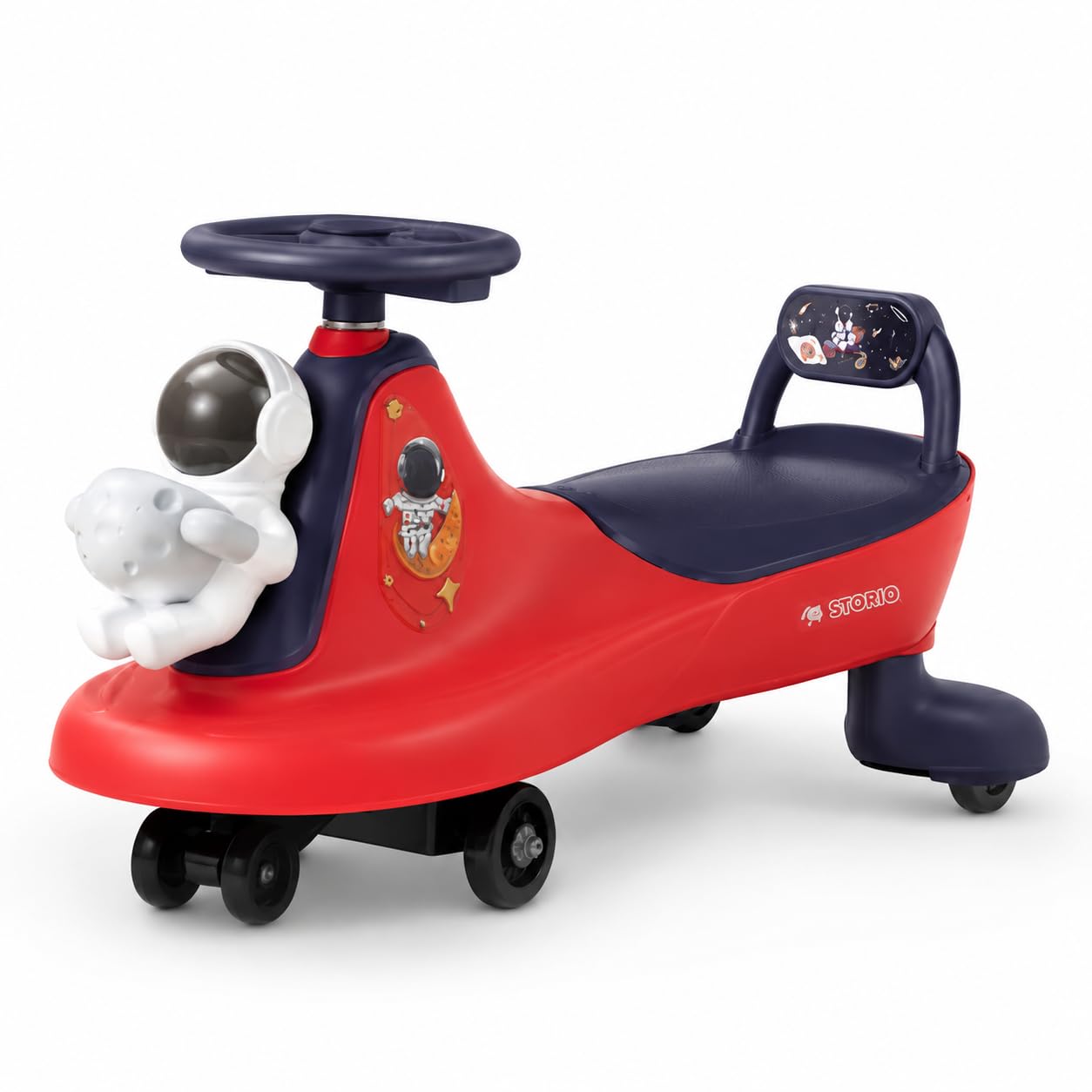 Storio Astronaut Space Theme Swing Car for Kids 2-5 Years | Twist & Turn Ride-On Toy | No Pedals, No Batteries | Smooth & Safe Ride | Sturdy Body | Indoor Outdoor Ride-On for Boys & Girls-image-4