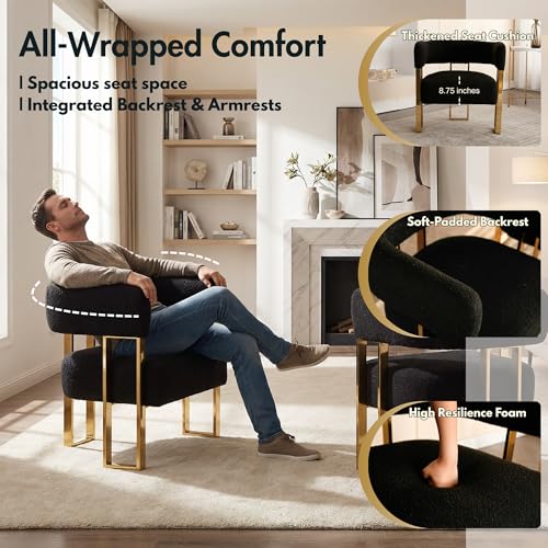 Sillón Barrel Moderno Plegable Negro miniatura 5