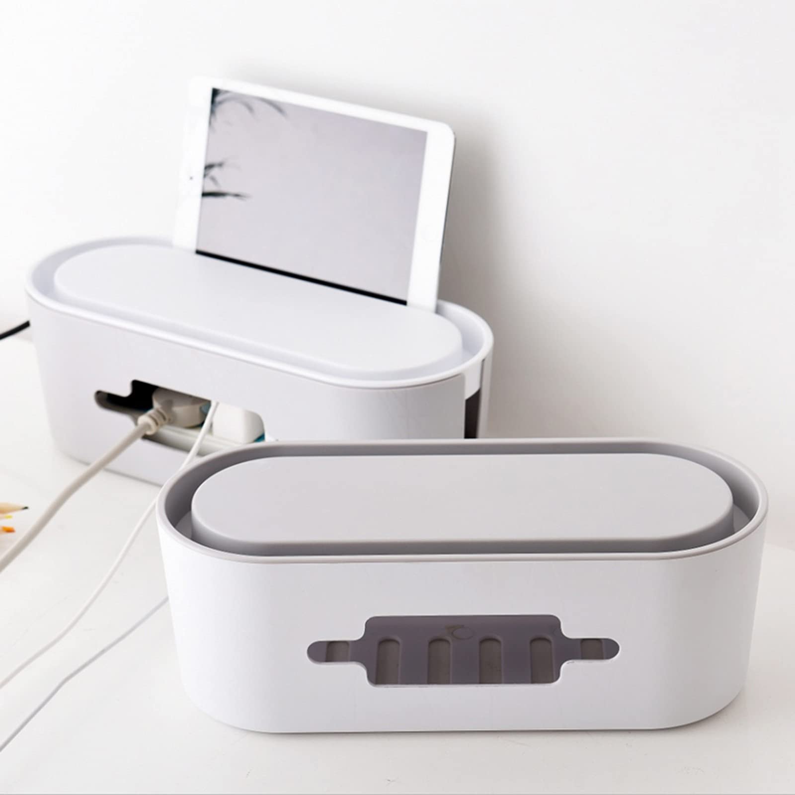 Caja de gestión de Cables Caja de Almacenamiento de Tiras de alimentación de Escritorio Caja organizadora de Cables Ocultos Organizador de Cables Simple Oculta Cables desordenados Sueltos Enredados