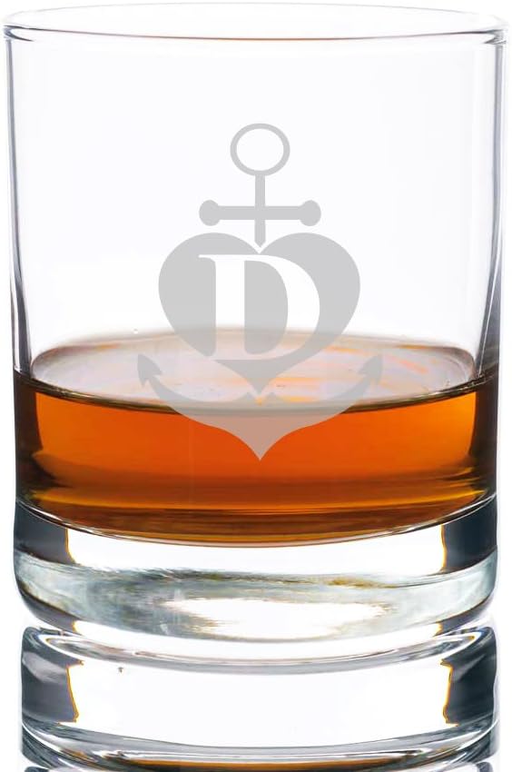 Anchor Heart Personalized Rocks Glass, Letter F