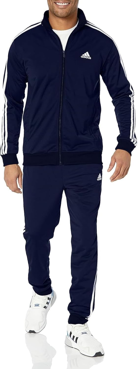 adidas mens Basic 3-stripes Tricot Track Suit adidas mens Basic 3-stripes Tricot Track Suit