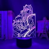 Lámpara de noche 3D Lámpara de ilusión de anime Yu Yu Hakusho Hiei Luz de noche LED para decoración de dormitorio Regalo Luz de noche Lámpara de Anime 3D Kuronue Yu Yu 7 colores
