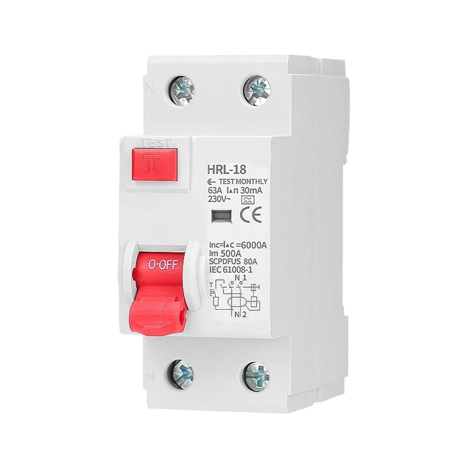 2P 4P 10/30/100/300mA Electromagnetic Residual Current Circuit Breaker Type a RCCB RCD ELCB Differential Breaker Safety Switch(10 mA,16A)