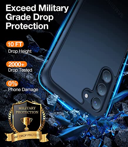 TORRAS Shockproof Galaxy S22 Case, [Military Grade Drop Tested] Translucent Matte Hard Back & Soft Edge Slim Protective for Samsung S22 Case Guardian Series, Black — view 2