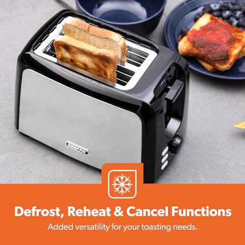Geepas 2 Slice Bread Toaster & 1.8L Electric Kettle Kitchen Combo Set | 750W Toaster, 7 Level Browning Control, Defrost, Reheat & Cancel Function | 1800W Stainless Steel Cordless Jug Kettle - Image 3