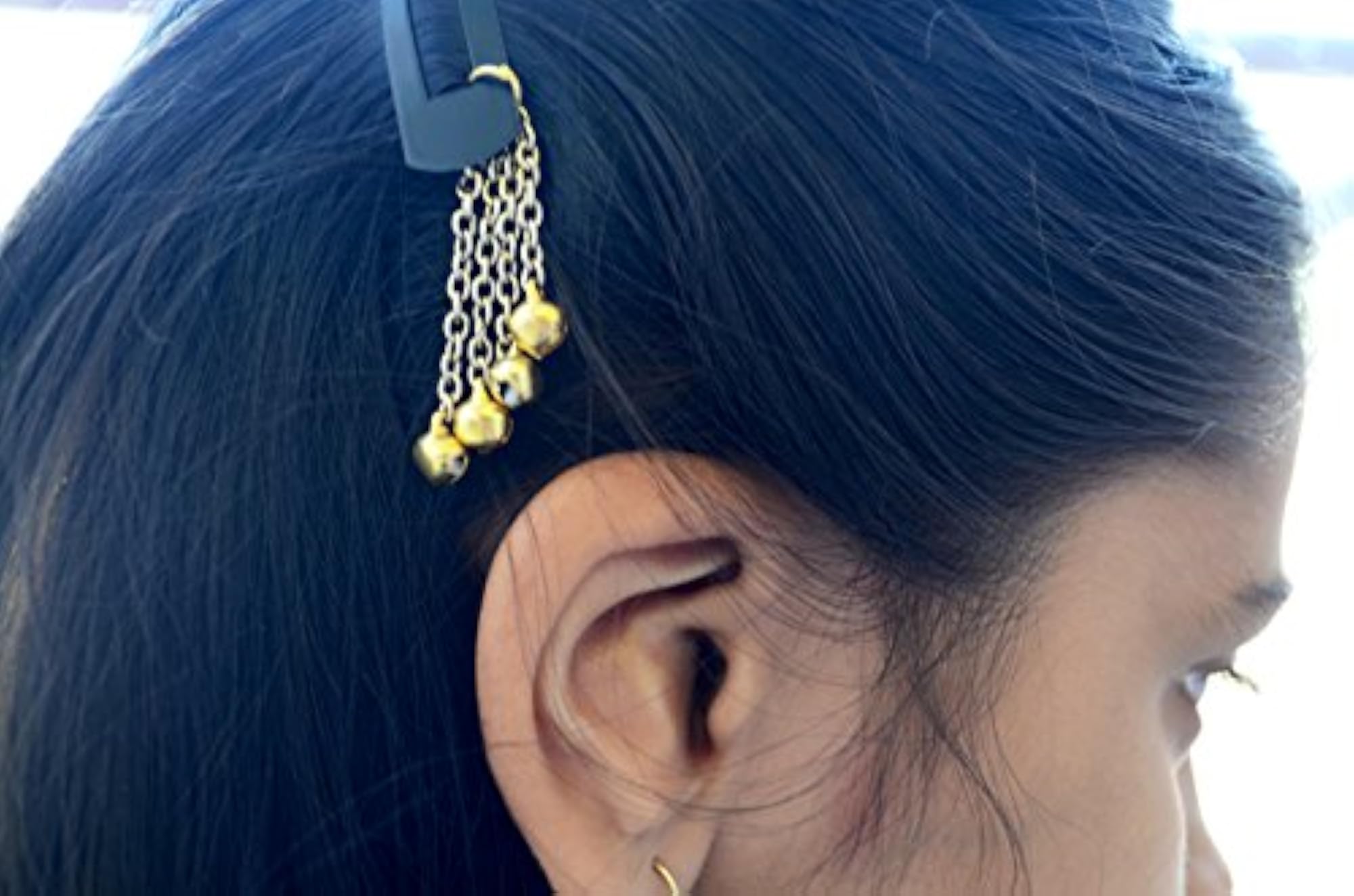 Ethnic Hair Accessory Set with Gold Ghungroo Bells