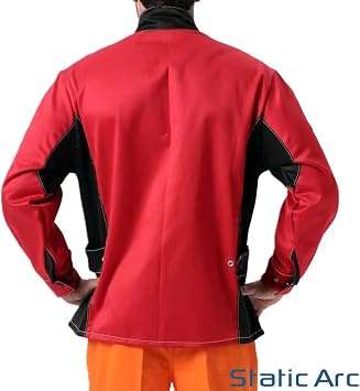 Welding Jacket Flame Resistant Cotton Heat Proof Welders Sleeved Coat PPE (Large)