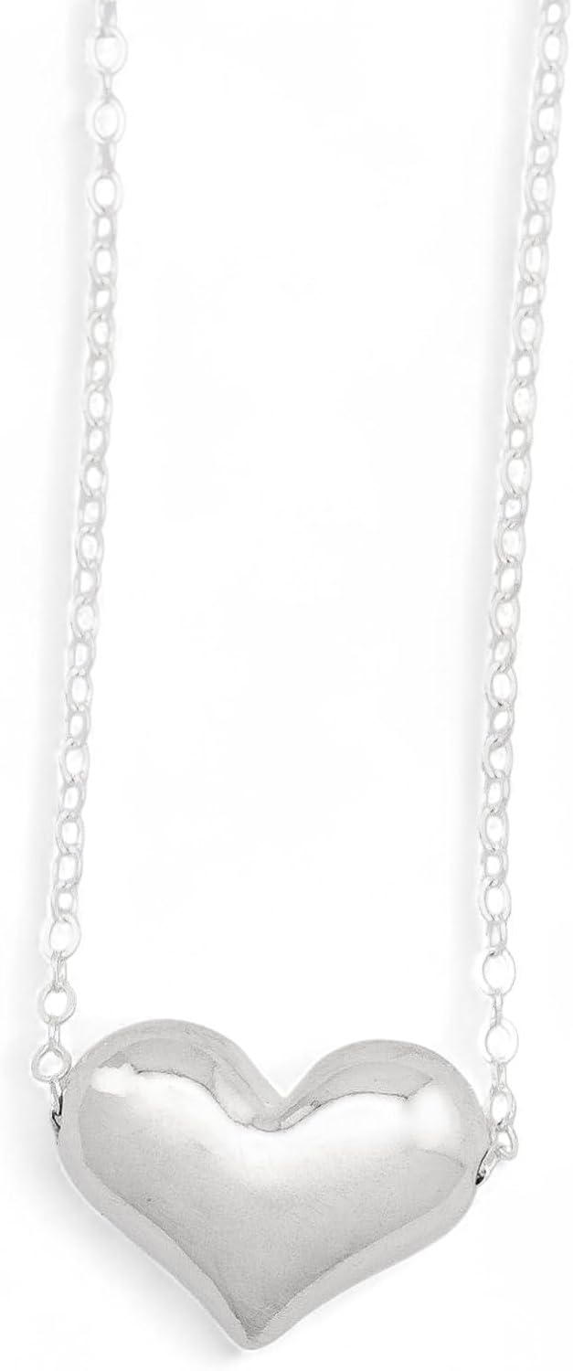 HotMixCold Dainty Puffy Heart Necklace, Silver Heart Jewelry, Simple Everyday Jewelry, Affordable Bridesmaid Gifts - Image 2