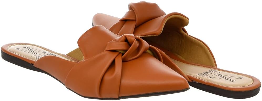 Mule Feminino Sapatilha Bico Fino Laço Nó Confortável Via Angel 19.03