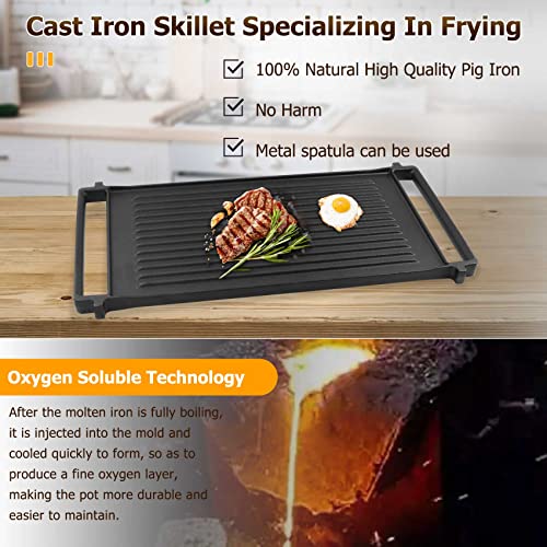 Upgraded Wb31X24998 Wb31X24738 Griddle Replacement Parts For Ge Stove, Heavy Duty Cast Iron Reversible Griddle/Grill Combo Compatible With Ge Stove Griddle（Not Universal）,One Tray-1 Year Warranty #TOP4