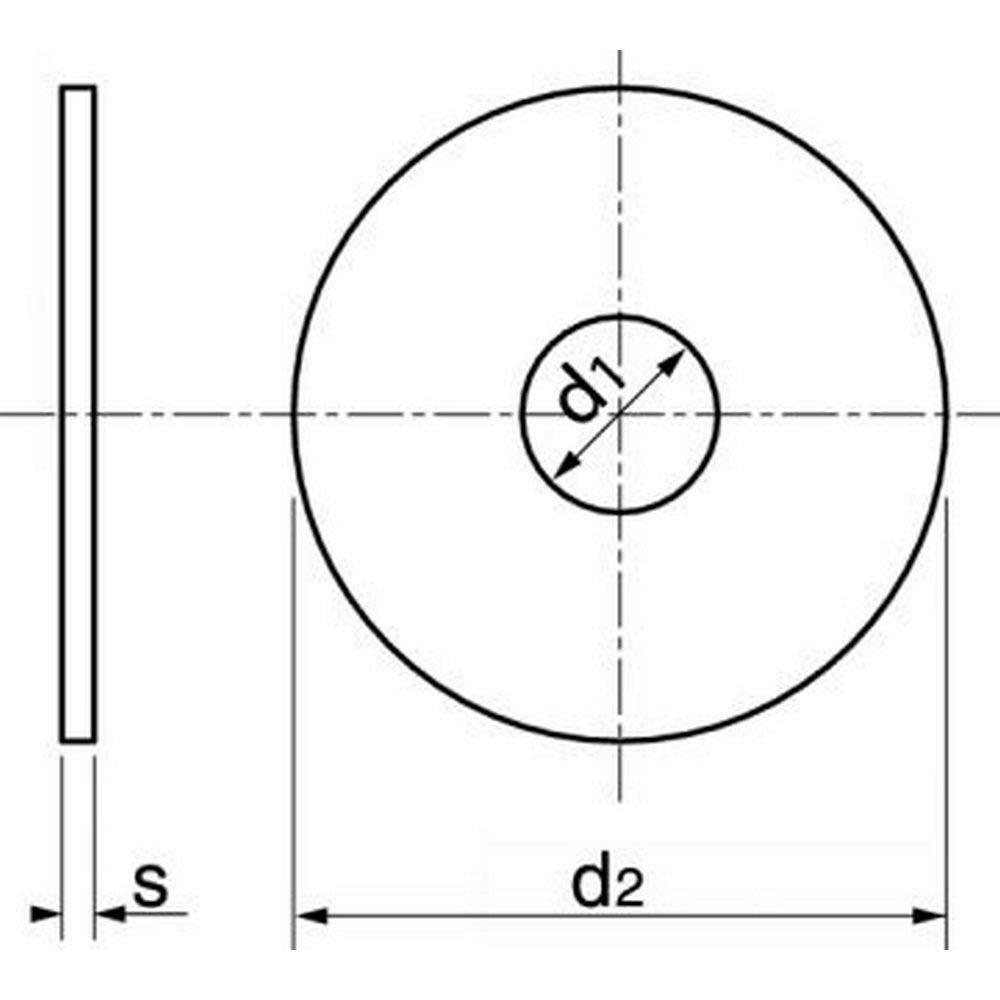 Arandelas (50 unidades, 18 x 56 mm, acero inoxidable A2, DIN 9021)