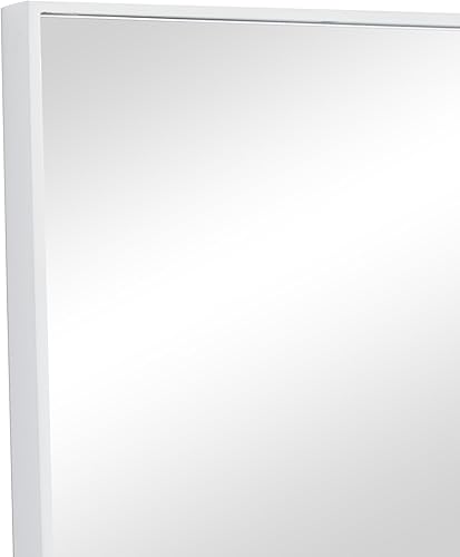 Miniatura 24 de Deco 79 Espejo de pared simplista de madera con marco minimalista fino, 24 x 1 x 24 pulgadas, blanco