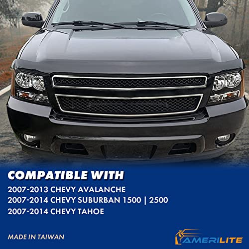 Amerilite Halogen Car Headlight Pair With Bulbs And Harness Replacement For Chevy Tahoe Suburban Avalanche - Driver And Passenger Side, Vehicle Light Assembly, Black Housing #TOP1