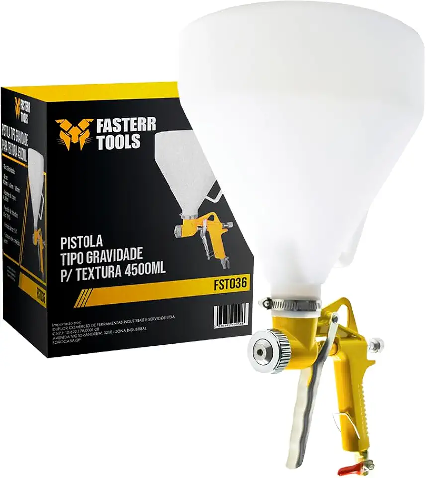 Pistola Projetora de Textura Tipo Gravidade 5L Fasterr FST036 - Profissional para Gesso, Massa Corrida, Grafiato - Acabamento Perfeito em Paredes e Tetos