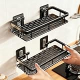 1pc Multipurpose Self – Adhesive Wall Mounted Shelf: Perfect for Bathroom and Kitchen Storage,Black