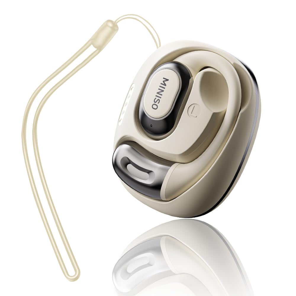 MINISO Al Translation True Wireless OWS Headphones MS156, Support 135 Languages & Accents Bluetooth Open Ear Earphones, Long Battery Life HiFi Stereo Sound Wireless Earhooks Headset for Sport (Cream)