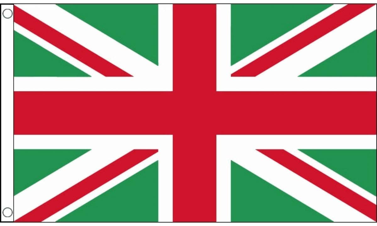 Flagsuperstore Green,Red Flagsuperstore© Union Jack Green & Red Flag - Large 5 X 3 Ft - 100% Polyester With Eyelets