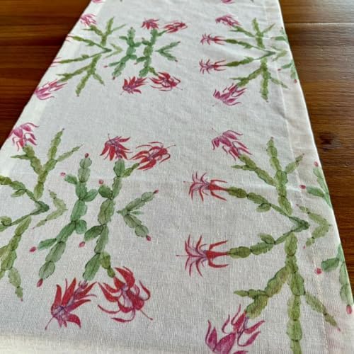 Trilho caminho de mesa Linho estampado 1,40m x 40cm Decoração (Fl...