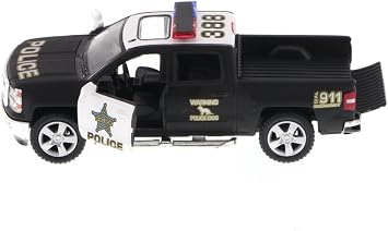 KiNSMART 2014 Chevrolet Silverado LTZ Crew Cab 4x4 1:46 Scale 5 Die Cast Metal Model Pick-up Truck Toy (Police Edition)