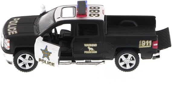 KiNSMART 2014 Chevrolet Silverado LTZ Crew Cab 4x4 1:46 Scale 5 Die Cast Metal Model Pick-up Truck Toy (Police Edition)