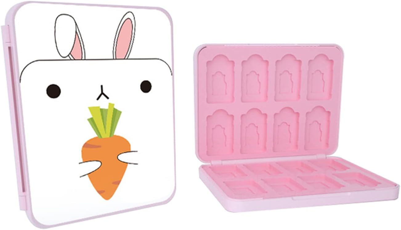 Game Card Case Compatible with NS Switch, Hard Shell Protective 16 Slots Card & 16 Slots Micro SD Card Storage Holder Box, Compact & Portable Switch Game Cartridge Case Box (Rabbit)