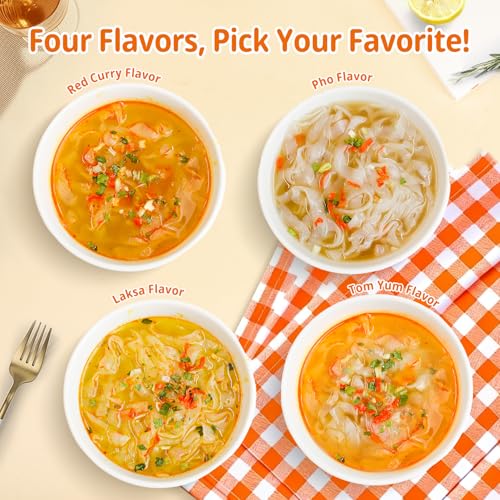 Image of Hethstia Konjac Noodles Cups 8 Variety Pack Shirataki Noodle, 4 Flavors | Pho, Spicy Tom Yum, Red Curry, Laksa, Vegan, Gluten-Free, Low Carb, Keto Friendly, Low Calories, Ready-to-Eat & Holiday Gift