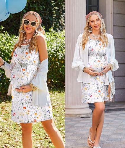 Image of Ekouaer Women's Nursing Nightgown Maternity Dress Breastfeeding Gown Full Slips Sleepwear