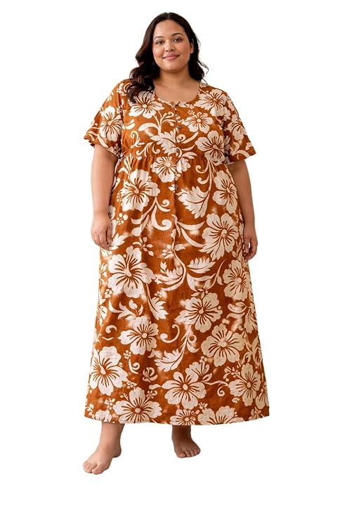 Women’s Plus Size Cotton Nighty, Printed Full Length Maxi Night Gown, Soft Breathable Sleepwear Nightdress for Curvy Women, 3XL-7XL-image-34