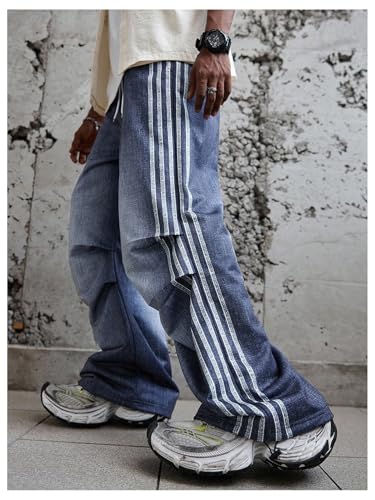 SOLY HUX Men's Striped Wide Leg Sweatpants Drawstring Elastic Waist Baggy Pants Casual Trousers Streetwear4