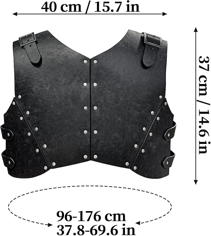 Medieval Faux Leather Breastplate, Vintage Roman Knight Shooter Armor, Adjustable Armor Armor Short Vest.