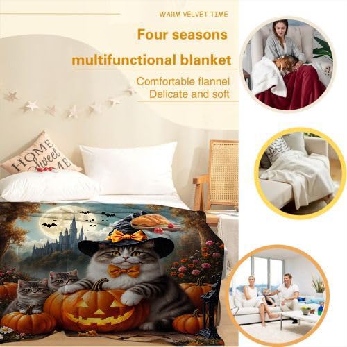 Couverture Polaire 220x240 Lanterne Citrouille Lit King Size Sommeil Chaleureux