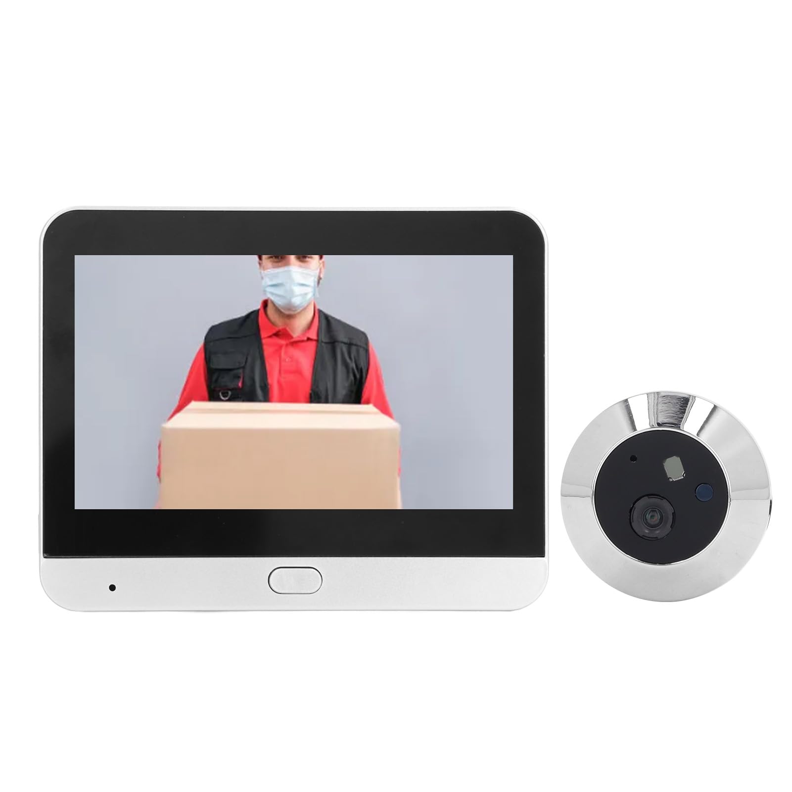 Cámara de Mirilla para Puerta de Apartamento, 1080P WiFi Visor de Mirilla de Puerta Cámara de Vídeo con Timbre con Monitor para, Pantalla LCD de 4,3 Pulgadas Detección de