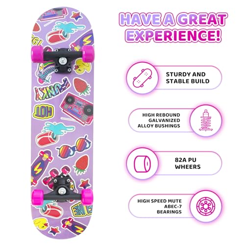 Image of Nattork 31 Inch Complete Skateboard, Standard Skateboards for Beginners, Wood 9 Layer Canadian Maple Trick Skate Boards for Boys Girls Youth Teens Adults