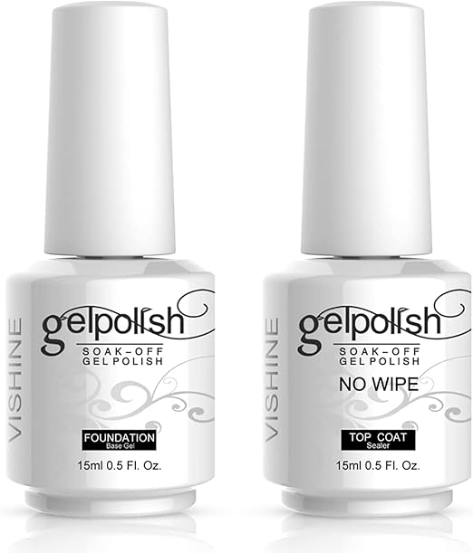 Vishine 15ml No Wipe Top Coat Base Coat Soak off UV LED