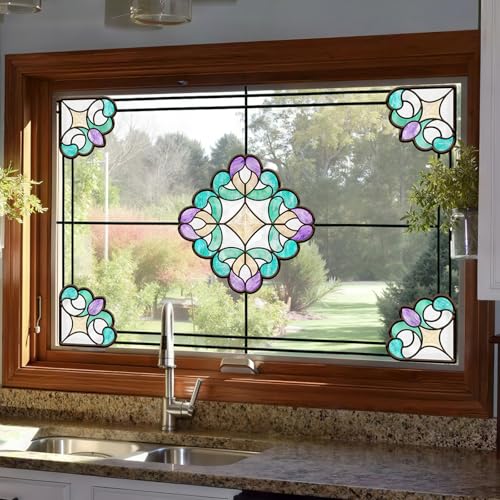 Window Stickers, ‌Stained Glass Window Privacy Film, UV Blocking Static Cling for Home Kitchen Office Bathroom, Sri Lanka, 11.87" X 15.7"