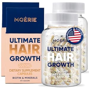Moerie Hair Growth Supplement for Women & Men – Hair Skin and Nails Vitamins With Biotin, Q10 & Minerals – For Thicker, Fuller Hair & Hair Loss Treatment – Advanced Beadlet Delivery System – 120 Pills