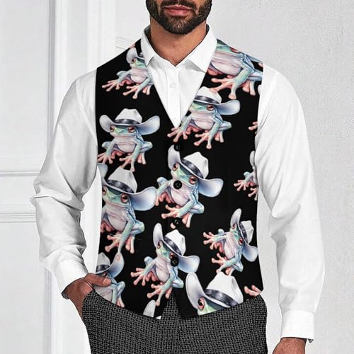 Country Frog Trendy Vest Suit for Men V Neck Formal Dress Waistcoat Vests Business Slim Fit4