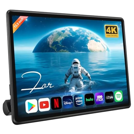 13.5 Inch Android Car Headrest Monitor for Back Seat, Wireless Phone Mirroring Touch Screen Car TV with 4K Video Decoding/WiFi/Bluetooth/HDMI/USB Rear Seat Entertainment (4G+64G-1*Screen)