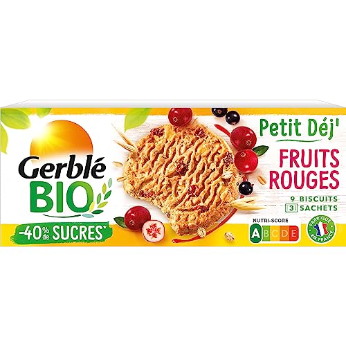 Gerblé Bio Biscuit Fruits Rouges – Recette Bio aux Céréales Complètes et Fruits, Sans Huile...