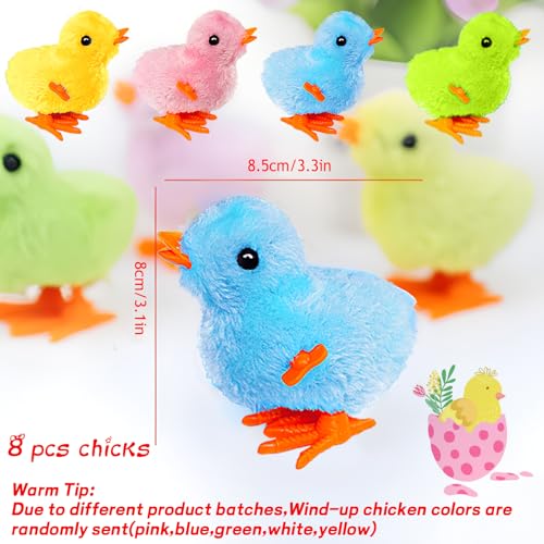 Cshangzei 12PCS Wind Up Chicken Bunny Jumping Chicks Plush Hopping Rabbits Cute Wind-Up Toy for Kids Toddlers Easter Toys Birthday Gifts Party Favors - Thumbnail 2