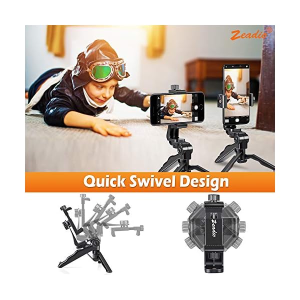 Zeadio Mini Handy Stativ Kits, Tischstativ Griff Stabilisator mit Handyhalterung, Passend für alle iPhone und Android Smartphones – Bild 4