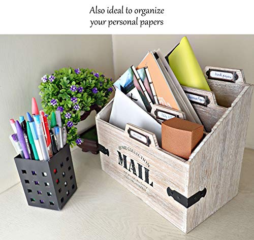 25DOL - Mail Organizer Desktop Mail Holder - Wooden Desk Organizer, File Holder and Mail Sorter - 5.5 x 9.8 Inch Letter Sorter - Rustic Desk Organizers and Accessories, File Folder and Mail Tray - Thumbnail 7