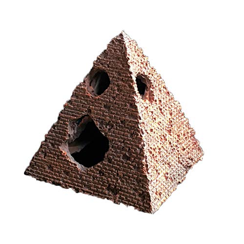 IQQI Aquarium Decoration, Pyramid Decoration Pet Reptile House,Resin Artificial Reptile Decoration, Small Fish Tank Skull, Natural Scenery,S
