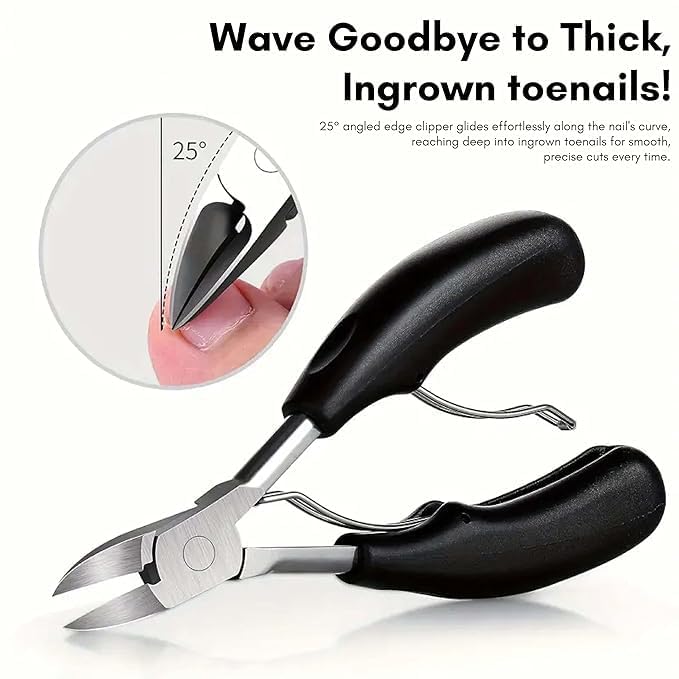 Aanahil Toe Nail Clipper for Ingrown & Thick Toenails Heavy Duty Toenail Trimmer Pedicure Tool with Long Handle & Soft Grip Professional Nail Cutter for Seniors & Foot Care (Black) 2