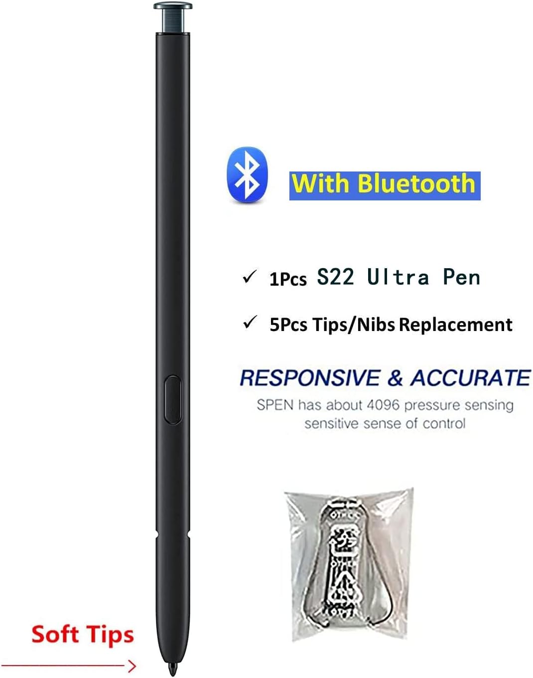 S22 Ultra Stylus Pen (WithBluetooth) Replacement for Samsung Galaxy S22 Ultra 5G Touch Stylus Pen S Pen Replacement Tips/Nibs (Green)