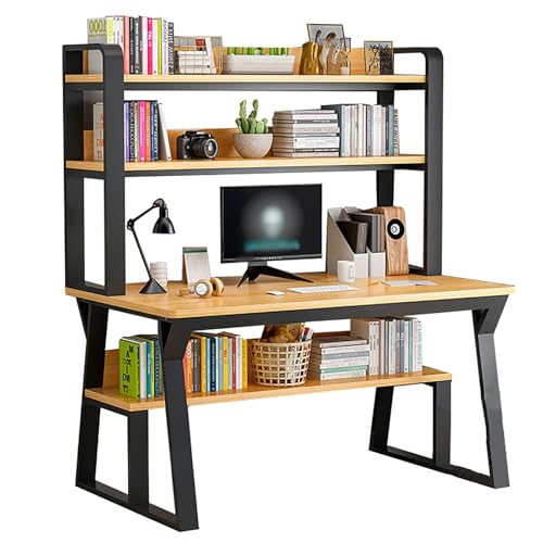 Genérico Escritorio de computadora con aparador y estantería, Escritorio de Estudio para Oficina en casa, Escritorio de Escritura para Espacios pequeños, Mesa de PC de Madera con estantes de almacena