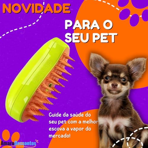 Escova Pet Vaporizadora Elétrica 3 em 1 - Para Animais de Estimação Pet Gato Cachorros Tira Peles -