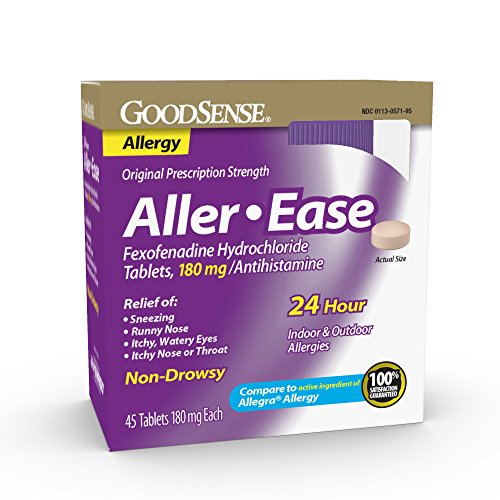 GoodSense Aller-Ease Fexofenadine Hydrochloride Tablets, 180 mg, 45 Count Allergy Pills for Allergy Relief