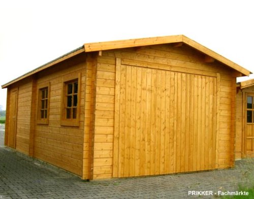 Preisvergleich Produktbild Blockhaus Garage Carport - 380 cm x 730 cm - 45 mm Blockhaus-Garage