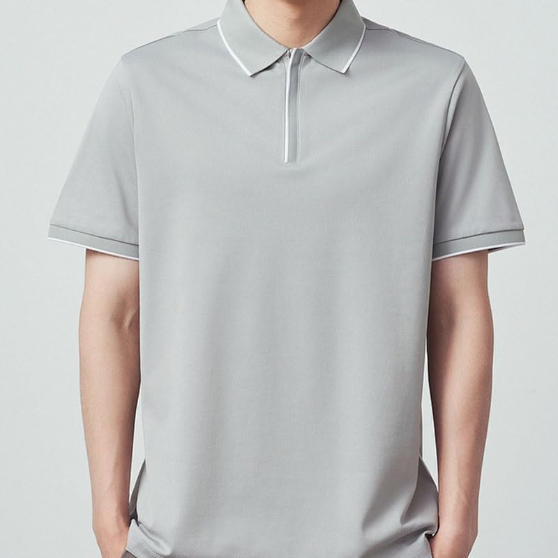 HBJWOV Men Polyester Lapel Short Sleeves Fashion Business Outdoor Vest Comfortable Uniform Breathable T-Shirt
